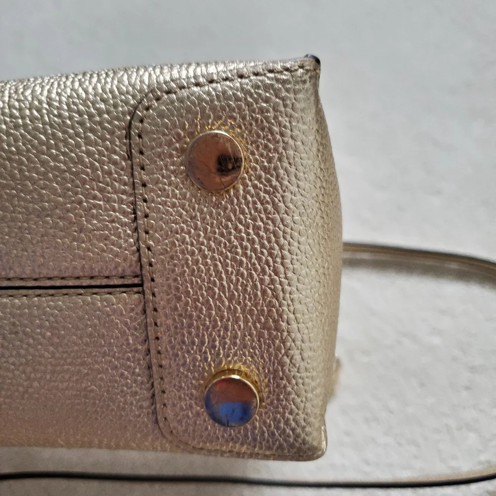 Michael Kors Metallic Gold Leather Mercer Crossbody Tote Bag